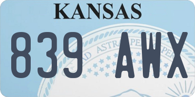 KS license plate 839AWX
