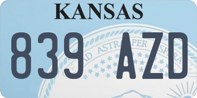 KS license plate 839AZD