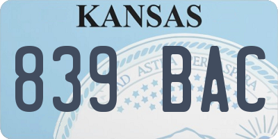 KS license plate 839BAC