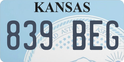 KS license plate 839BEG
