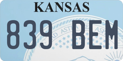 KS license plate 839BEM
