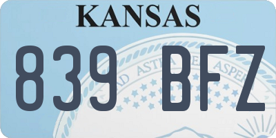 KS license plate 839BFZ