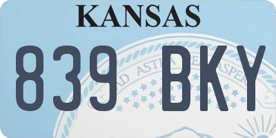 KS license plate 839BKY