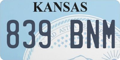 KS license plate 839BNM