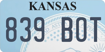 KS license plate 839BOT