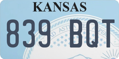 KS license plate 839BQT