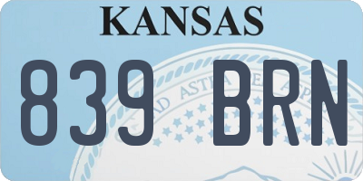 KS license plate 839BRN