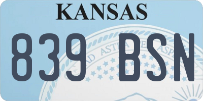 KS license plate 839BSN