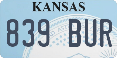 KS license plate 839BUR