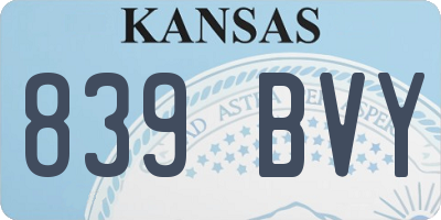 KS license plate 839BVY