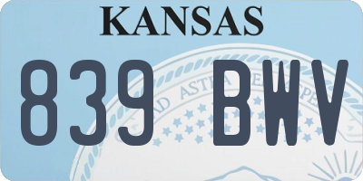 KS license plate 839BWV