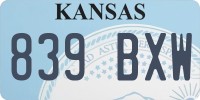 KS license plate 839BXW