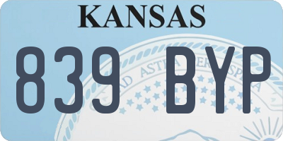 KS license plate 839BYP