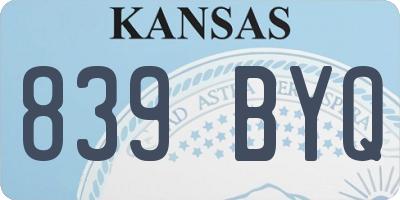 KS license plate 839BYQ