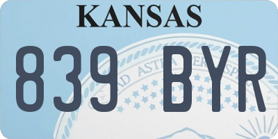 KS license plate 839BYR