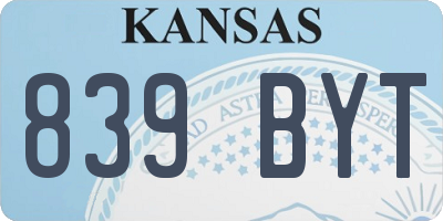 KS license plate 839BYT