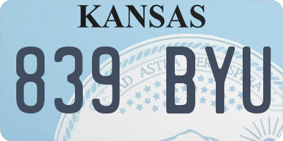 KS license plate 839BYU