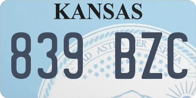 KS license plate 839BZC