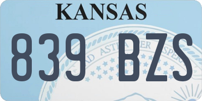 KS license plate 839BZS