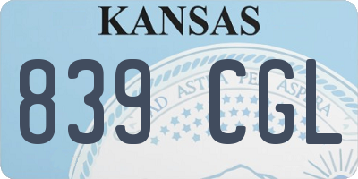 KS license plate 839CGL