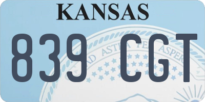 KS license plate 839CGT
