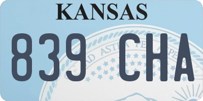 KS license plate 839CHA