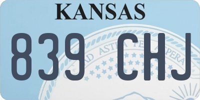 KS license plate 839CHJ