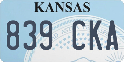 KS license plate 839CKA