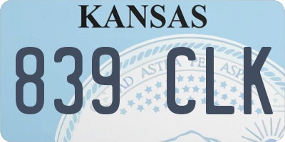 KS license plate 839CLK