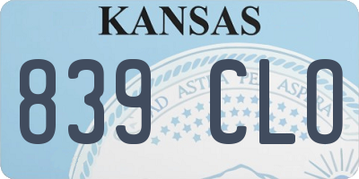 KS license plate 839CLO