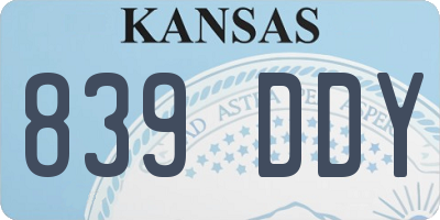 KS license plate 839DDY
