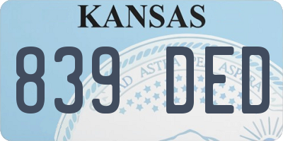 KS license plate 839DED