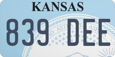KS license plate 839DEE