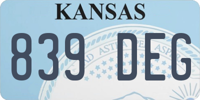 KS license plate 839DEG