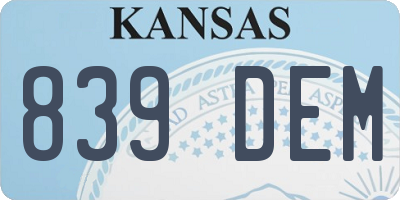 KS license plate 839DEM