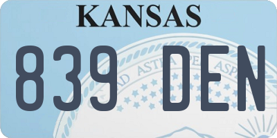 KS license plate 839DEN