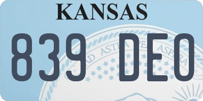 KS license plate 839DEO