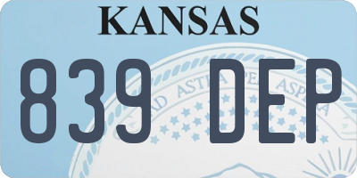 KS license plate 839DEP