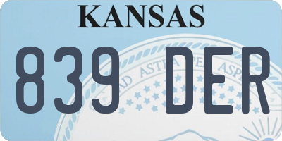 KS license plate 839DER