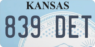 KS license plate 839DET