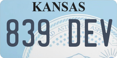 KS license plate 839DEV