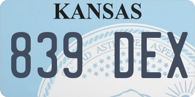 KS license plate 839DEX