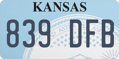 KS license plate 839DFB