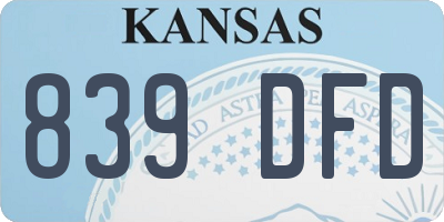 KS license plate 839DFD