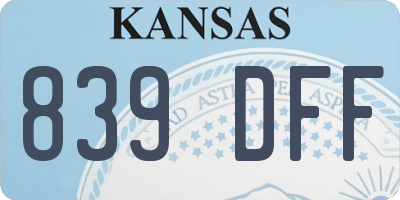 KS license plate 839DFF