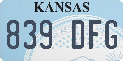 KS license plate 839DFG
