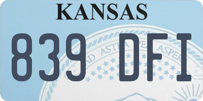 KS license plate 839DFI