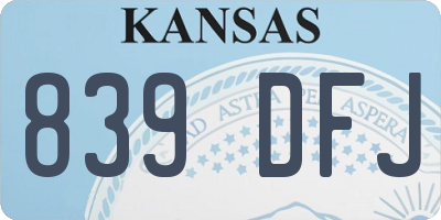 KS license plate 839DFJ