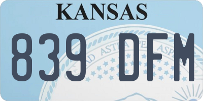 KS license plate 839DFM