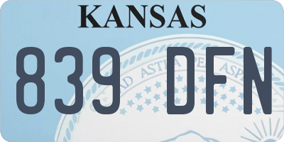 KS license plate 839DFN